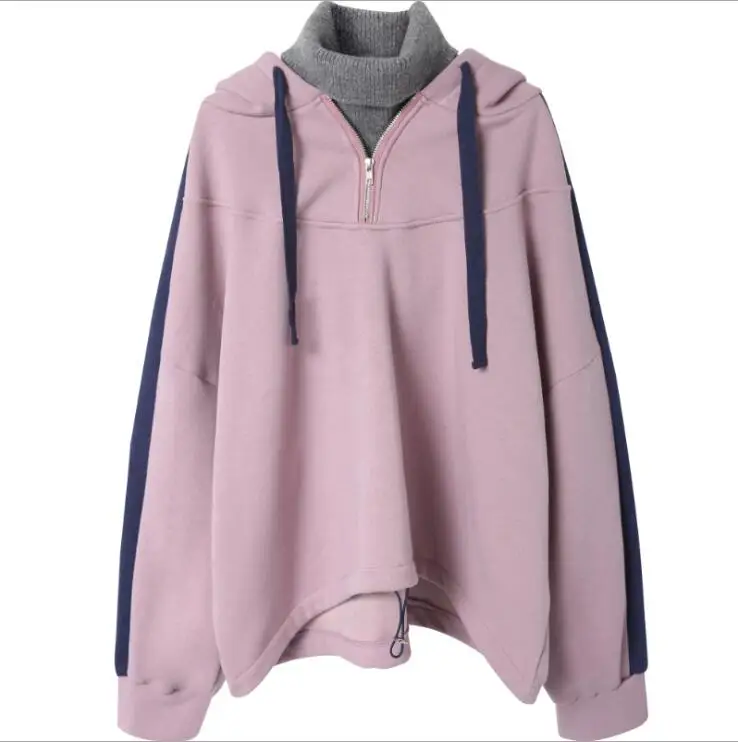 Women Hood Knitted High Collar Fur Inside Hoodies E1024 006in Hoodies