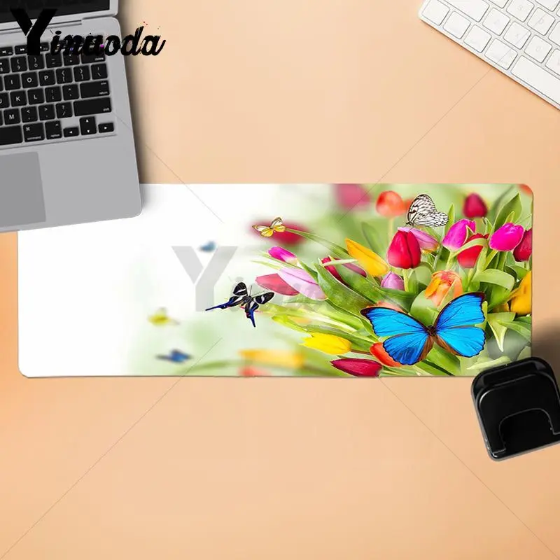 Yinuoda красивый аниме Бабочка и цветок офисные мыши геймер Коврик для мыши для большого игрового плеера стол ноутбук резиновый коврик для мыши