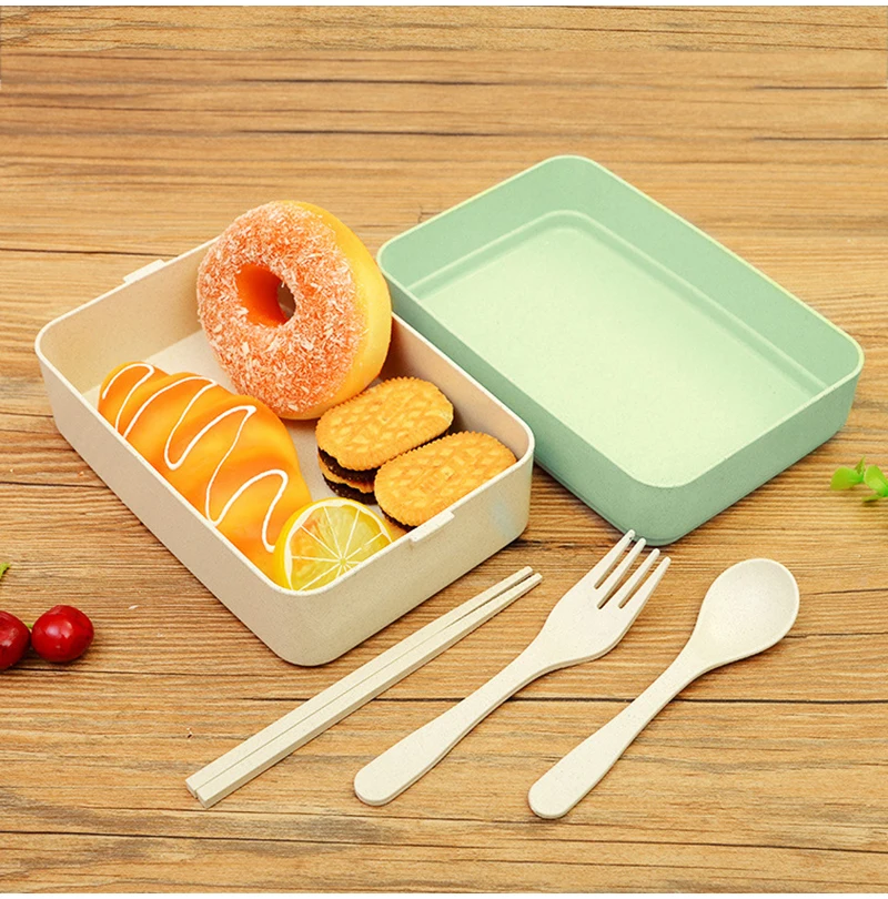 TUUTH Wheat Straw Lunch Box 2 3 Layer Microwave Bento Boxes Dinnerware Food Storage Container Food box B10