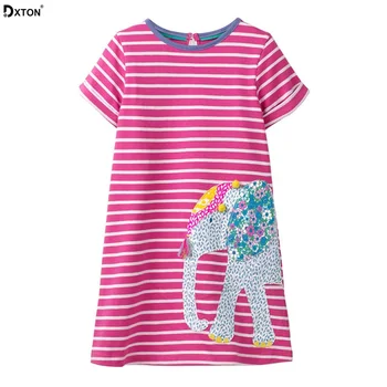 

Dxton Baby Girls Dress Princess Elephant Dress Children Vestidos 2019 Summer Toddler Girl Clothes Striped Animal Pattern Costume