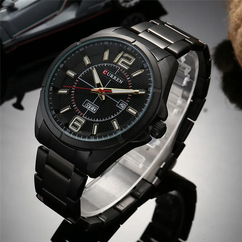  Top Brand CURREN Quartz Mens Watches Luxury Business Watch Men Full Steel Waterproof Male Clock Ana
