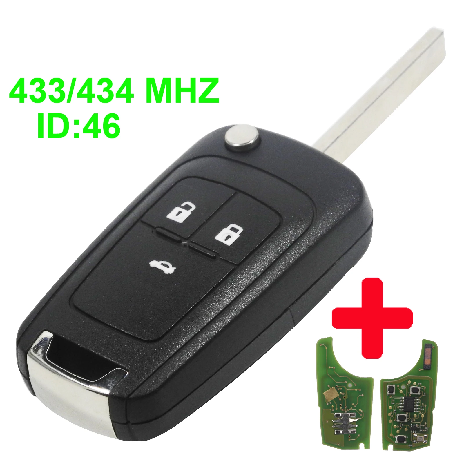 jingyuqin 2/3/4 БТН флип дистанционного управления автомобилей Key Shell PCF7937E 433MHz W / Чип ID46