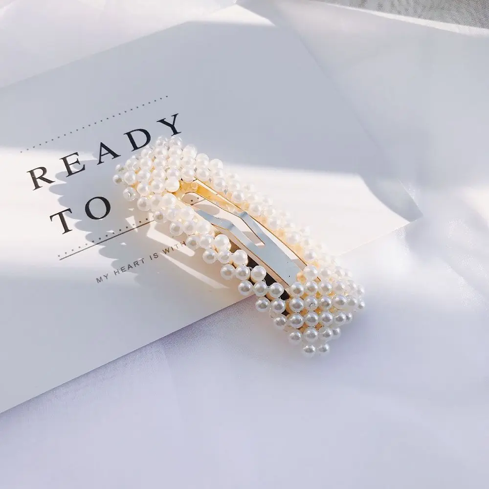 2019 Hot Fashion 4 Style Women Pearl Hair Clip Snap Hair Barrette Stick Hairpin Hair Styling 4