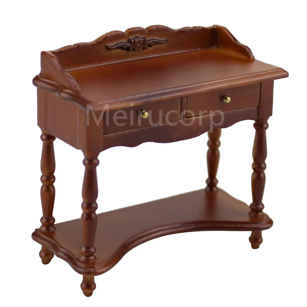 

miniature 1/12 scale dollshouse furniture Walnut color Multipurpose White side table