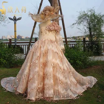 

Nigerian Lace Fabrics in sequines Dress Material rose gold sequin fabric 2019 high quality African sequin mesh fabric wedding