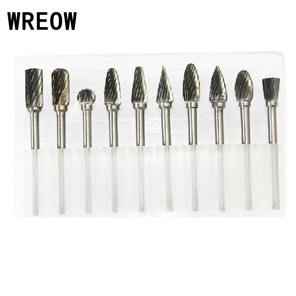 10Pcs Tungsten Steel Solid Carbide Burrs For Dremel Rotary Bit Accessories Tool 