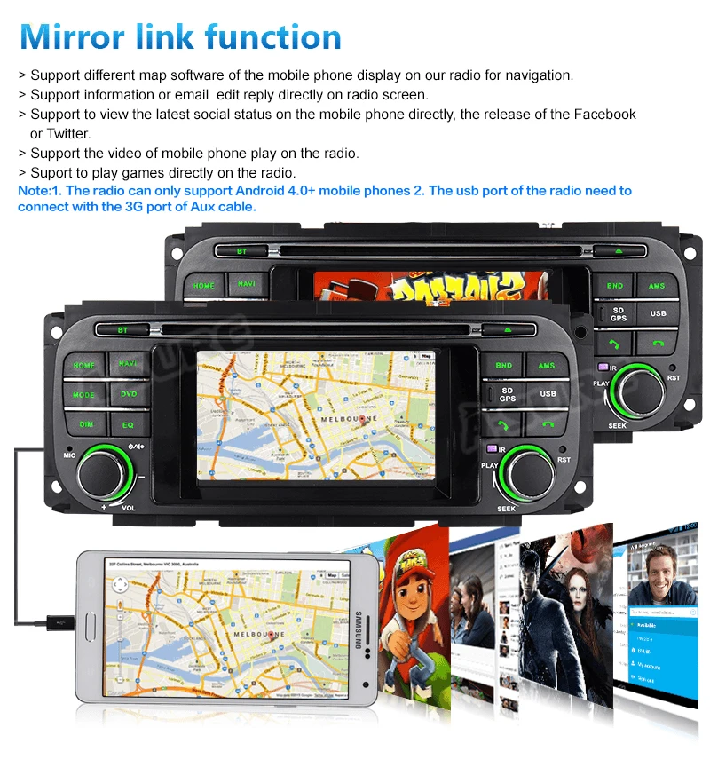 A-Sure 4,3 дюймов Android Авто Радио DVD стерео gps навигация для Jeep Grand Cherokee Wrangler Sebring Dodge 2002-2006 16G