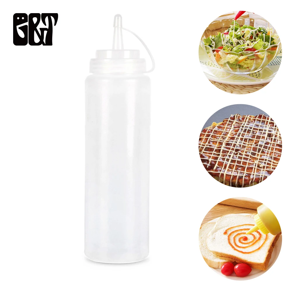 

Clear Plastic Squeeze Bottle Salad Dressing Jam Bottle Food Grade PE Eco-Friendly Bottle Home Kitchen Seasoning Tool 250ml-650ml