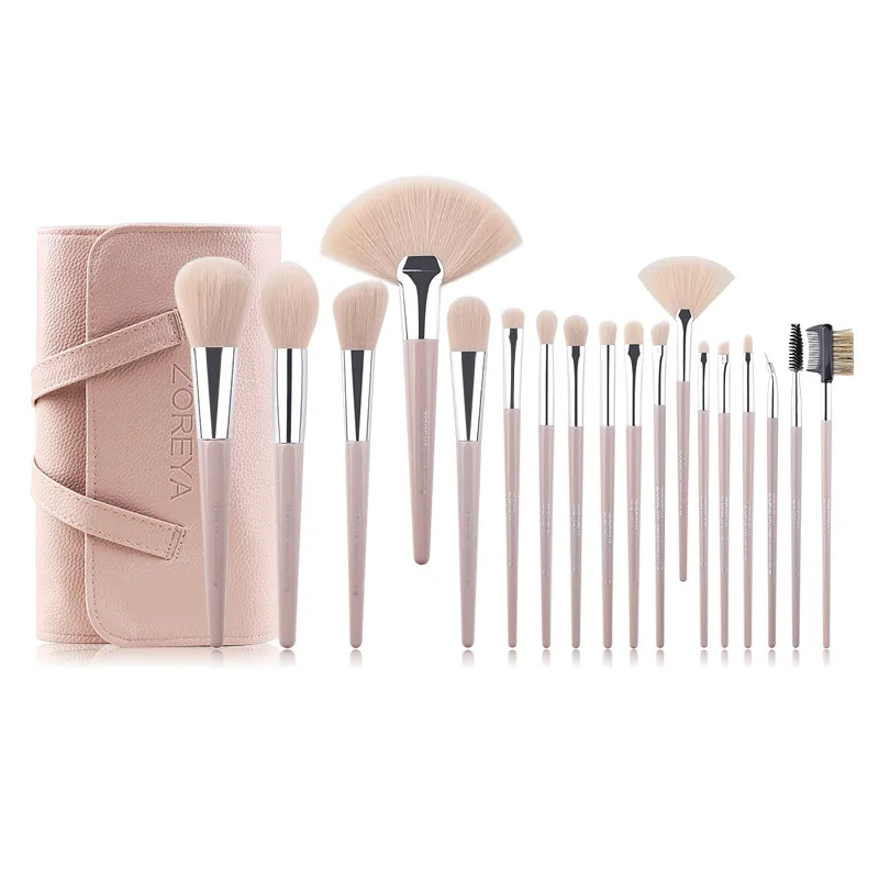 

ZOREYA Brand 18pcs Cruelty Free Soft Synthetic Hair Makeup brushes Lip Eye Lash Cosmetic Tool Large Fan Makeup Blending Brush