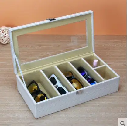 

6-grid wooden stucture leather glasses/sunglasses storage box make up storage jewelry box wooden box storage organizer YJ006