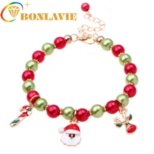 Новая мода олень Санта Клауса кулон браслет Рождественский подарок золотая цепочка сплав ручной работы браслет женское украшение