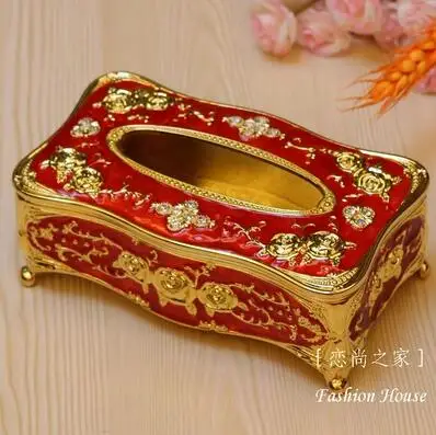Luxurious Carved Metal Tissue Box With Imitation Diamonds Decoration Luxurious Carved Metal Tissue Box With Imitation Diamonds Decoration Holder Napkin Holders For Home Decorationzjh029 In Bo From