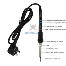 220 В 60 Вт Цифровой Электрический паяльник инструмент Бессвинцовая температура Регулируемая Мини паяльная станция Подсветка ЖК-дисплей