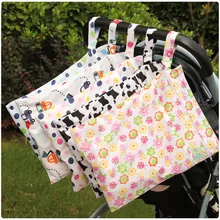 Водонепроницаемая многоразовая влажная сумка с напечатанным карманом, сумки для подгузников из ПУ хлопка, дорожные влажные сухие сумки, Мини Размер 25x20 см, сумка для подгузников