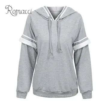 

Romacci Oversized Hoodie Female 5XL Fashion Women Hoodie Sweatshirts Drawstring Color Block Pullover Hooded Loose Top Streetwear