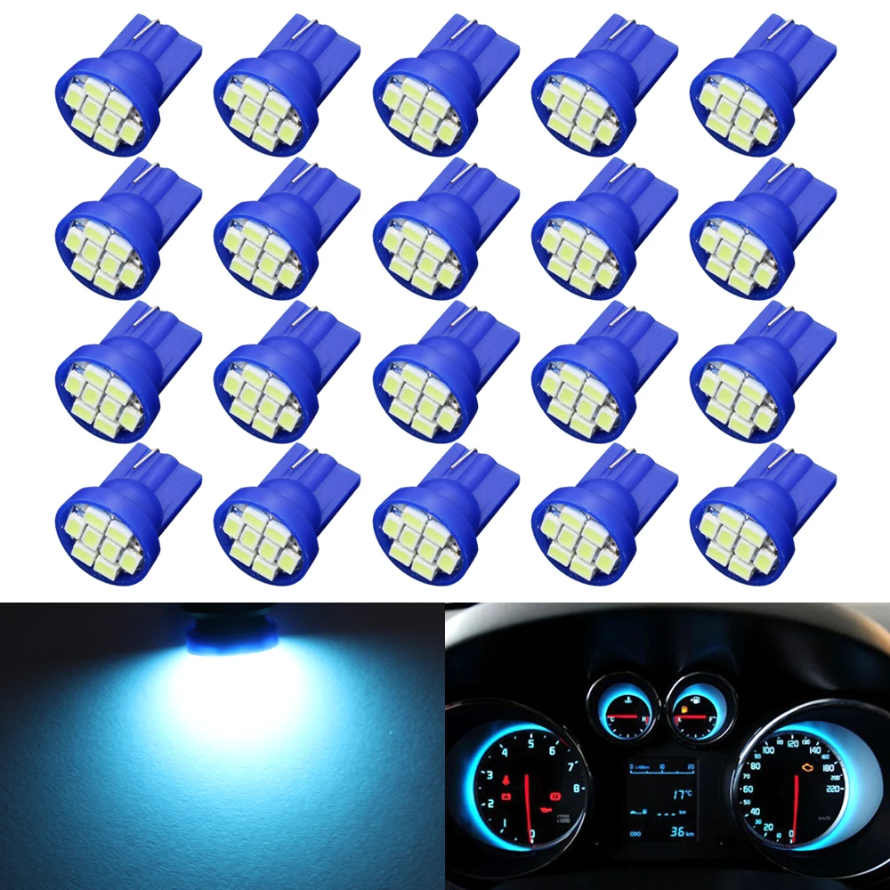 20X T10 LED Ice Blue 1206 8 W5W 168 194 Dashboard Warning Indicator Instrument Lights Auto DC 12V High Quality | Автомобили и