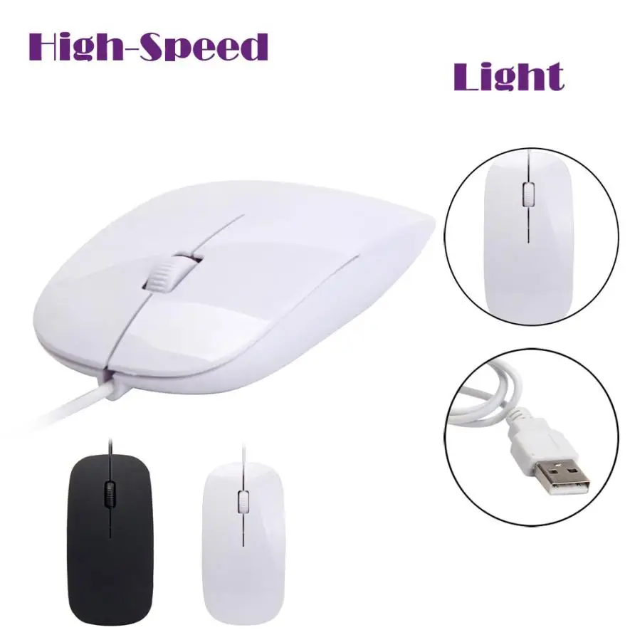 

New 1pc Black White 1200DPI USB Cable Mouse Gamer Mouse Wired Mice For Computer PC Laptop FE9