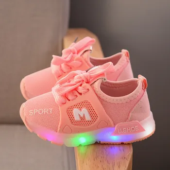 

Davidyue luminous kids sneakers shoes size for girls boys kids glowing sneakers baby first walkers light casual flat sport mesh