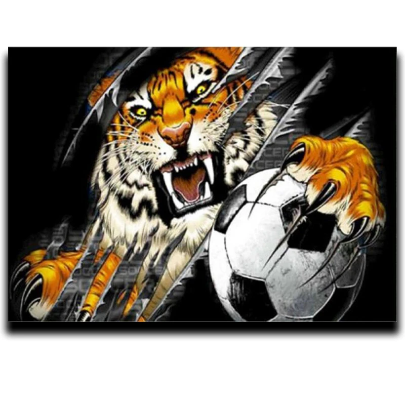 

5d DIY diamond paint animal Round or Square Mosaic Crystal Images icon Full Beaded embroidery Tiger playing ball