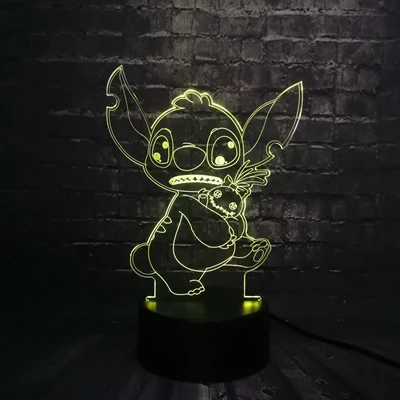 Новая 3D лампа Ститч Ночной светильник светодиодный светильник 7 цветов USB изменение ребенка производство комната подарок младенческой lampara Рождественский Декор lava подарок для детей - Испускаемый цвет: Stitch 3