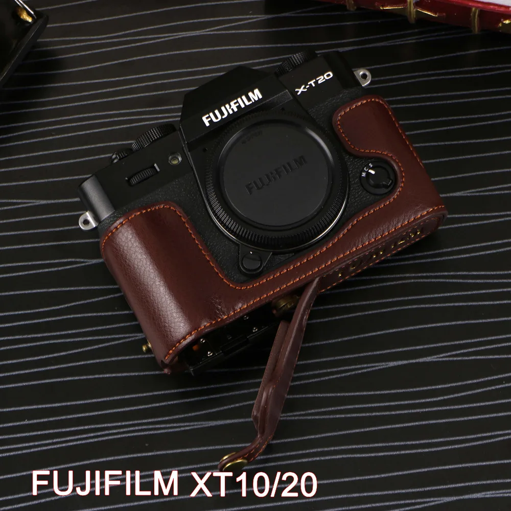 Из натуральной кожи Камера чехол для FujiFilm Fuji xt10 x t10 XT20 XT 20 кожа половина мешок