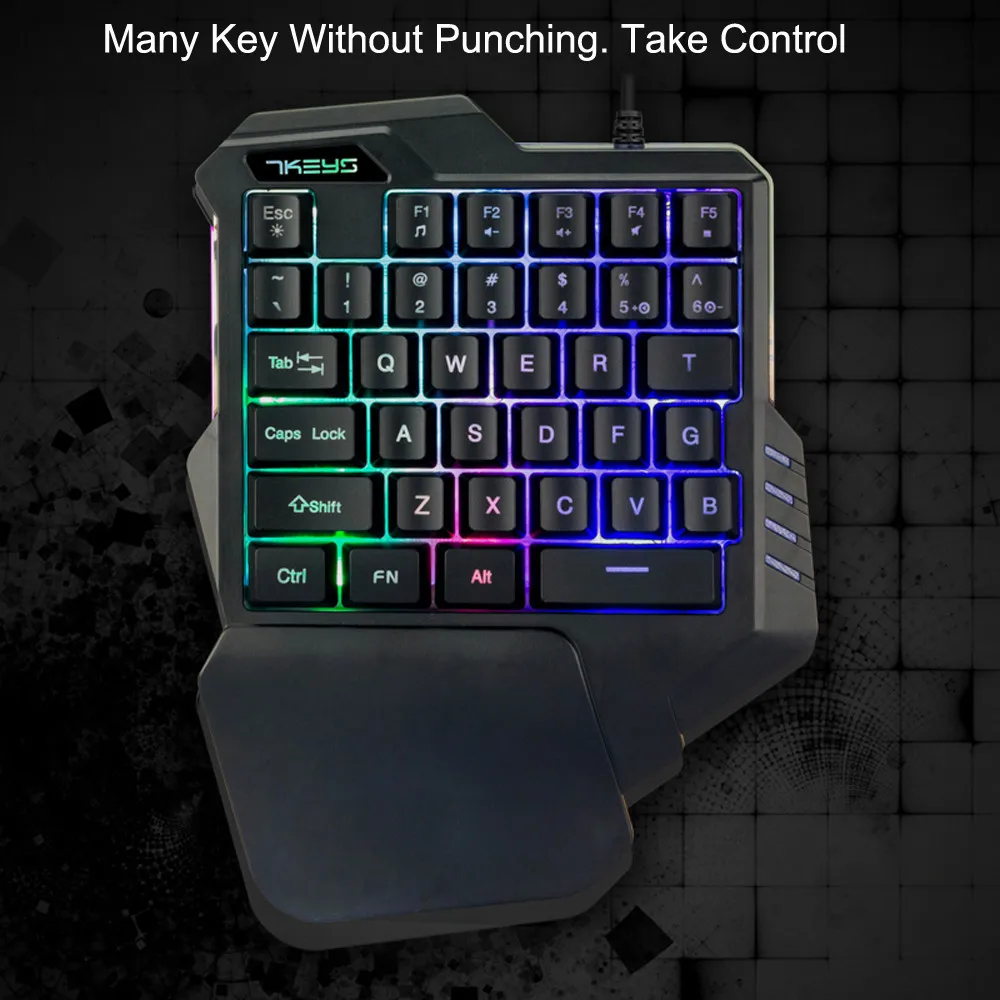 Wired Gaming Keypad with LED Backlight Mini One-handed Membrane Gaming Keyboard