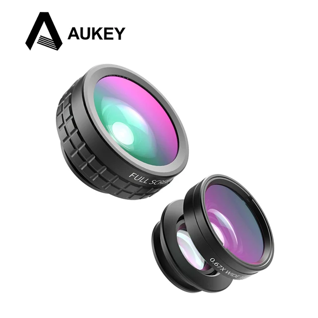 AUKEY Мини Clip-на-Оптический Сотовый Телефон Объектива Камеры 180 Градусов Рыбий Глаз объектив + 110 Градусов Широкоугольный + 10x Макро-Объектив для Мобильных Телефонов