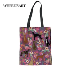 WHEREISART цветок в Лабрадоре карманная квадратная сумка для покупок Женская Экологичная Складная многоразовая Портативная сумка через плечо с верхней ручкой