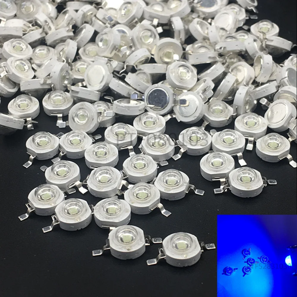 

100pcs 3W LED Blue High Power LED Lamp Royal Blue 445-455nm 700mA 3.2-3.4v 3W High Power LED Light Emitting Diode