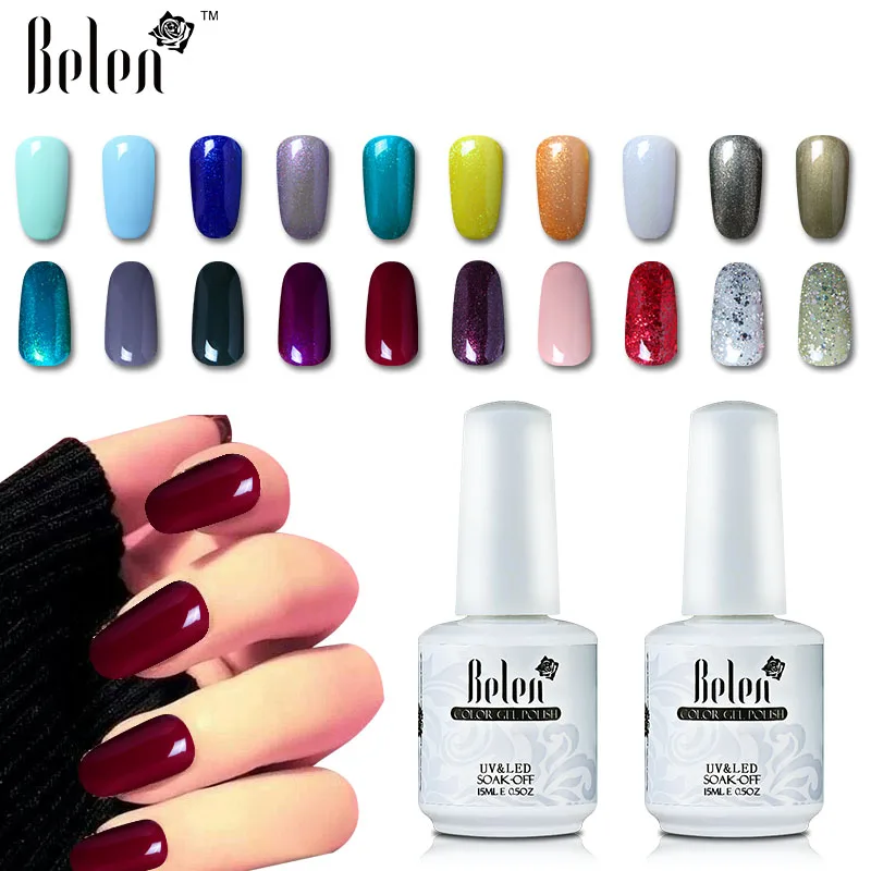 

Belen 15ml UV Nail Gel Polish Vernis Semi Permanent Top Base Gel Lak Varnishes DIY Nail Art Salon Gelpolish Enamel Lacquer