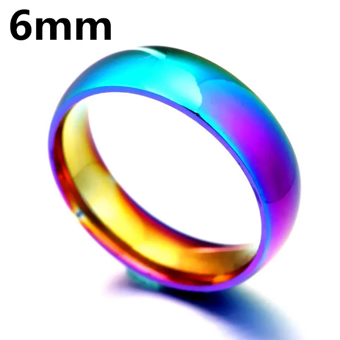 Классические мужские и женские радужные красочные кольца из титановой стали обручальное кольцо Ширина 2 4 6 8 мм Размер 6-12 подарок WTR93 - Цвет основного камня: 6mm JR2020RB
