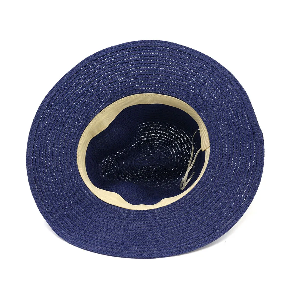 Sun Hat Man Women Panama Summer Straw Cowbay Casual Beach Wide Brim Outdoor Cap Accessory (12)