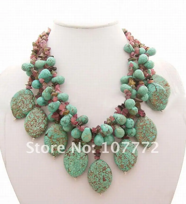 4 strands Natural Tourmaline Semi-precious Stone Necklace