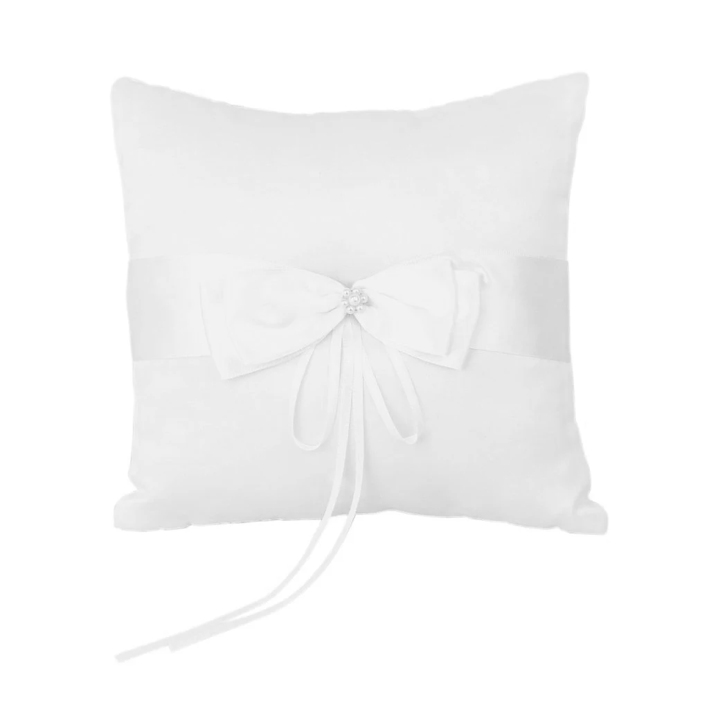 

Ivory Faux Pearl Flower Wedding Party Pocket Ring Pillow Cushion 4'' x 4''