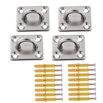 

4pcs/lot 304 Stainless Steel M6 Ring Square Sail Shade Pad Eye Plate Marine Boat Rigging with Self-tapping Screws