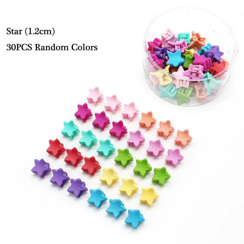 star 30pcs BalleenShiny 30 шт. маленькая Заколка-крабик для маленьких девочек милый Конфета цветной цветок заколка для волос Детская шпилька аксессуары для волос для детей и взрослых - Цвет: star 30pcs
