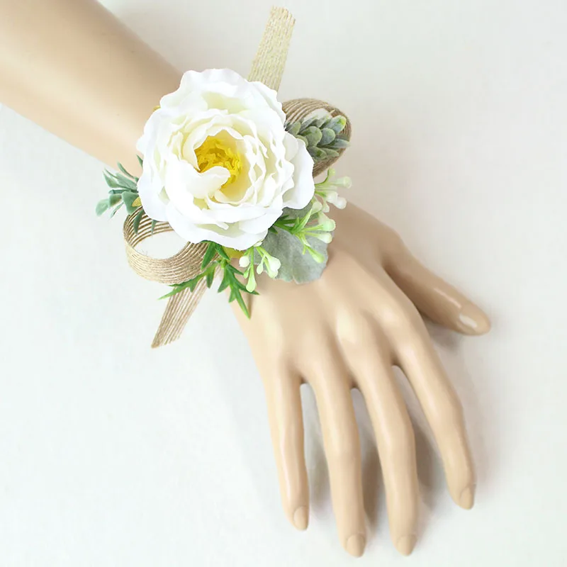 white roses wrist corsage bracelet wedding bridesmaid bracelet flower  (14)
