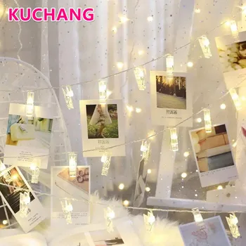 

Garland Card Photos Clip String Lights 1M 10LEDS Led Fairy Light Xmas Bedroom DIY Clothespin Shapes Battery Christmas Lamp