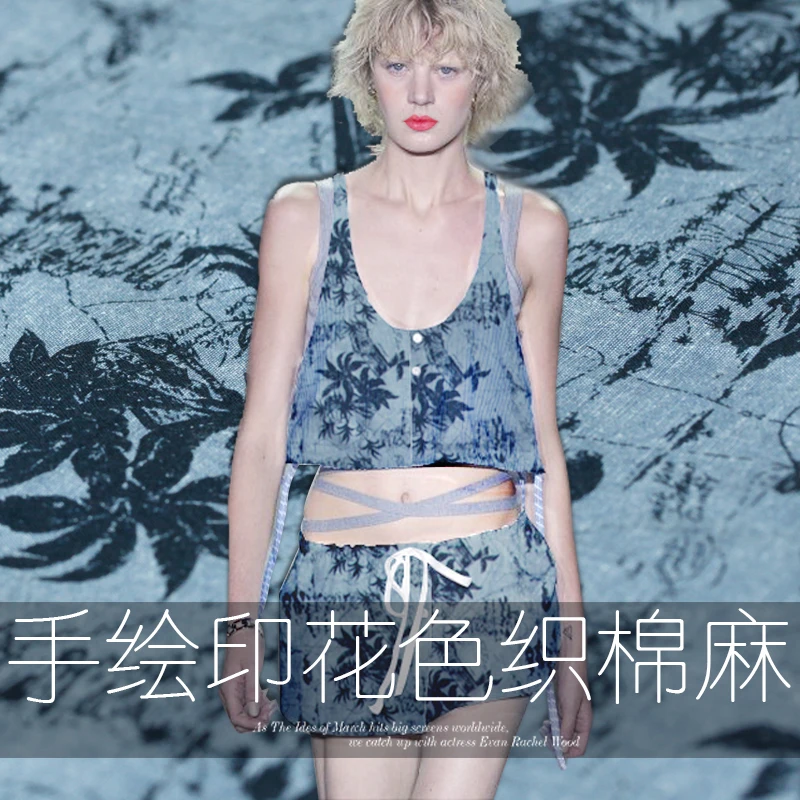 

fashion cotton linen clothing fabric tel Aviv's beach island style hand-painted tonic cotton linen natural material