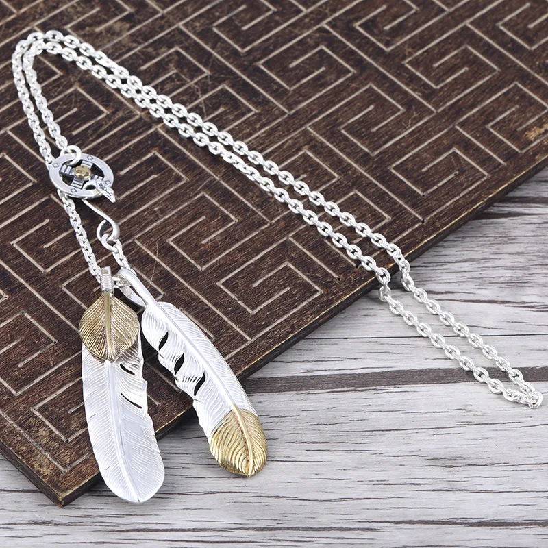 S925 Sterling Silver Takahashi Goro's Feather Necklace Vintage Thai