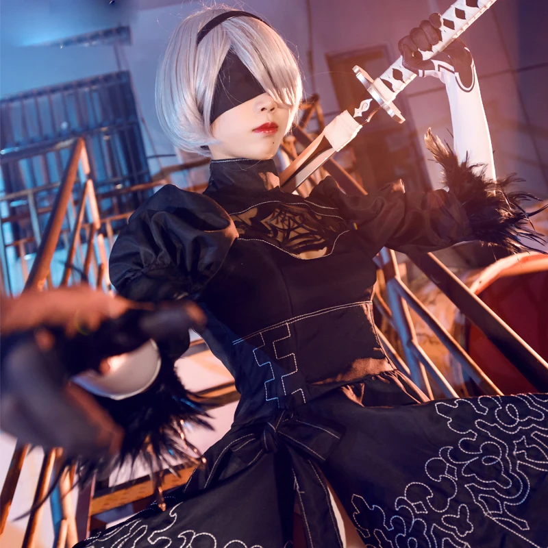 

Game Nier Automata Yorha 2B Cosplay Costume Suit Women Anime Outfit Fancy Halloween Carnival Girls Party Black Dress Uniform