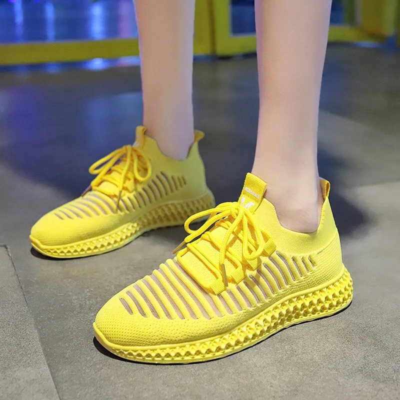 

Women's Vulcanize Shoes Classic Flyknit Shoes Ladies Casual Sweet Pink Lace-up Fashion Sneakers Unisex Retro Shoes C0001