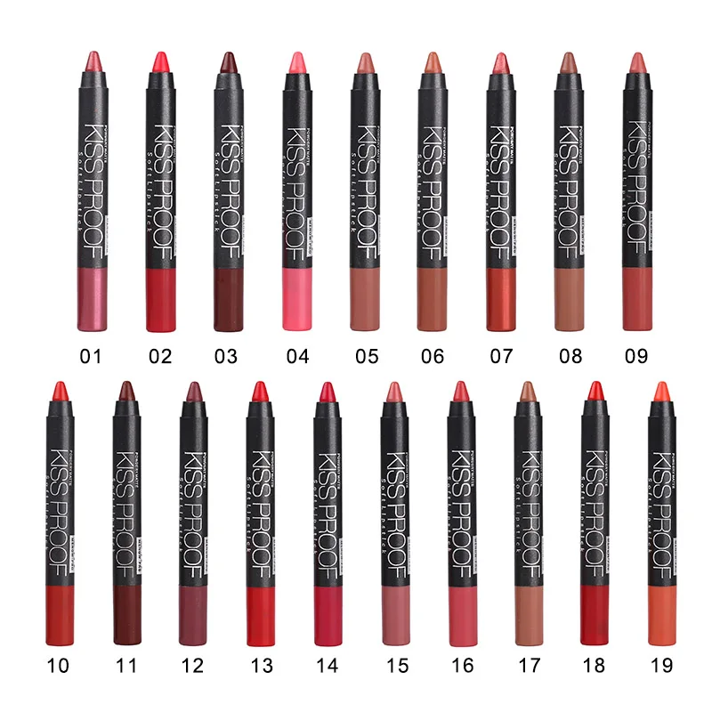 

19pcs/lot Menow Matte kissproof lipstick+sharpener Makeup long lasting effect Powdery Matte Soft Lipstick 19colors P13016