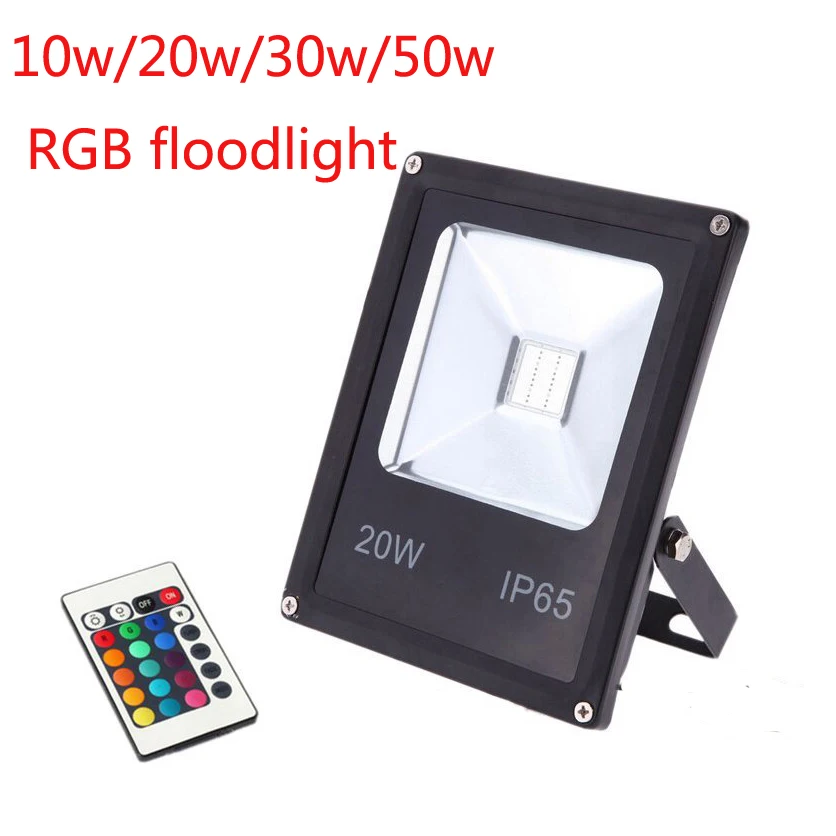 

10pcs/lot RGB Warm White Cool White 10W 20W 30W 50W Led Outdoor Floodlight AC85-265V Led Spotlight with IR Remote Controller