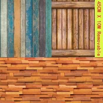 

Vintage Wood Grain Block Wallpaper Self-adhesive Removable Wall Cover Stickers House Decor Home Bedroom Living Room Renovation