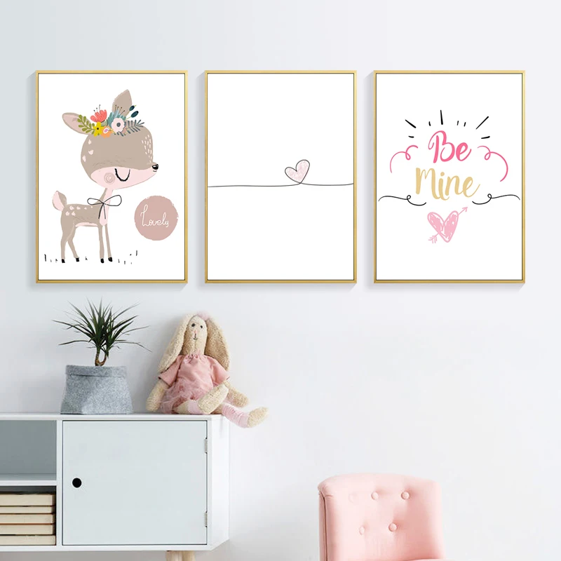

Baby Room Posters Nursery Wall Art Canvas Painting Nordic Posters and Prints Girl Room Wall Pictures for Bedroom Unframed