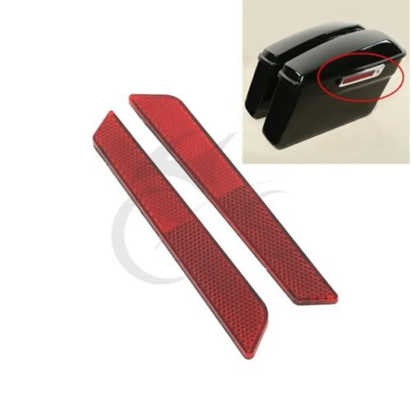 

Red/Clear Saddlebags Latch Cover Red Reflectors Visibility For Harley Touring Road King Street Glide FLHR FLHX FLHTCU 14-18 New