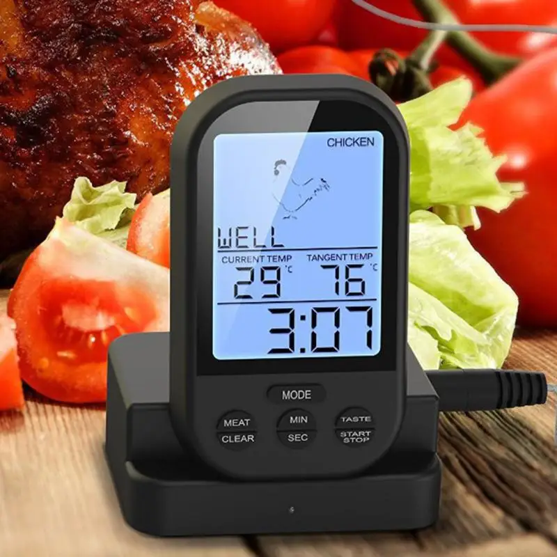Wireless Remote Kitchen Thermometer with Digital LCD Temperature Probe