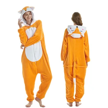 

Kawaii Fox Onesie Animal Adult KIds Lion Orange Cute Kigurumi Pajama Overall Halloween Party Jumpsuit Soft Flannel Sleep Costume