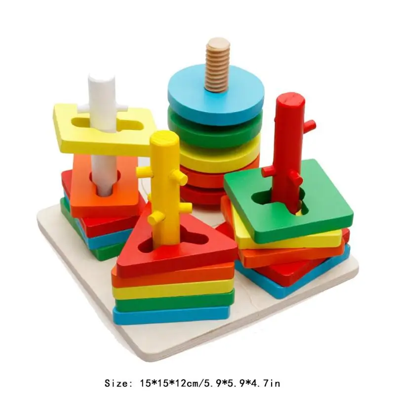 Деревянная детская Строительная игрушка, Детская интеллектуальная головоломка, пазлы, Игрушки для раннего обучения, Обучающие математические игрушки, забавные Обучающие красочные